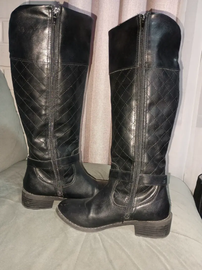 Botas largas de cuero negro - 4