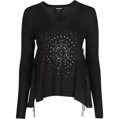 Polera Desigual negra con flecos - miniatura 1