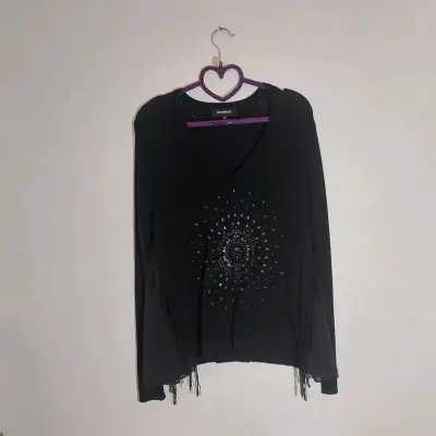 Polera Desigual negra con flecos - miniatura 2