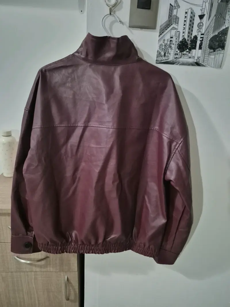 Chaqueta de cuero burdeos - 2