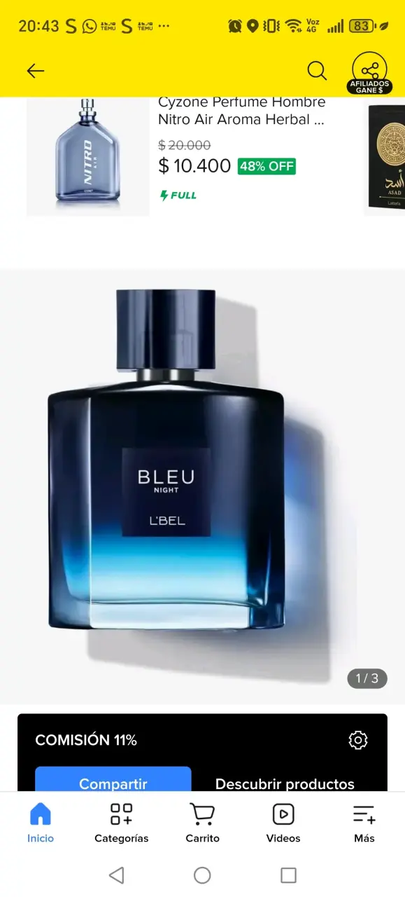 Perfume Bleu Night L'Bel 100ml