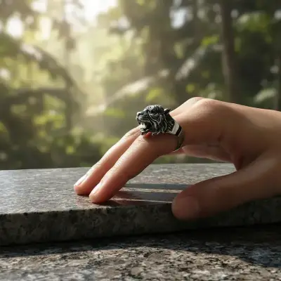 Anillo de acero con diseño de tigre - miniatura 1
