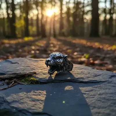 Anillo de acero con diseño de tigre - miniatura 2