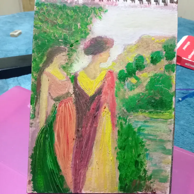Pintura al óleo dos mujeres - 2