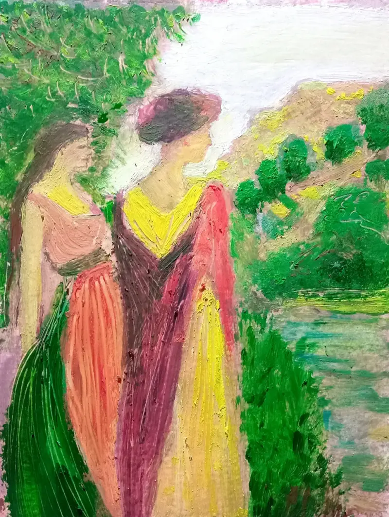 Pintura al óleo dos mujeres - 3