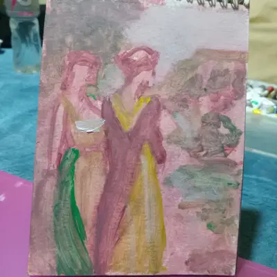 Pintura al óleo dos mujeres - miniatura 4