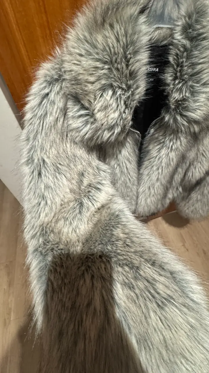 Chaqueta de piel sintética gris - 4