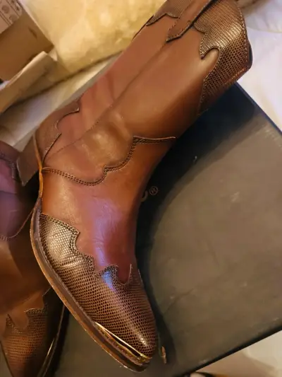 Botín Gacel N 37 : Botines cowboy marrones cuero - miniatura 3