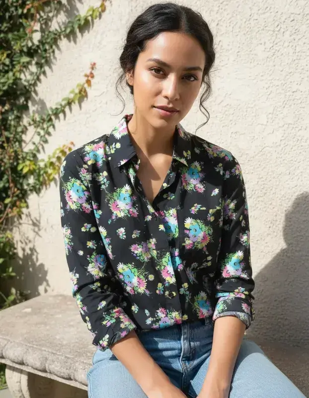 Camisa floral Aeropostale negra - 4