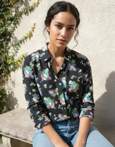 Camisa floral Aeropostale negra - miniatura 4