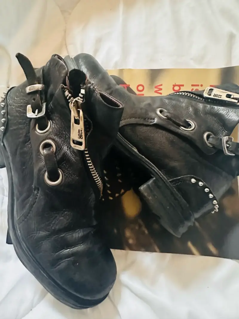 As98 Botines de cuero negros con tachas - 2