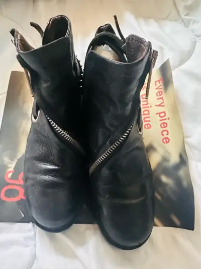 As98 Botines de cuero negros con tachas - miniatura 4