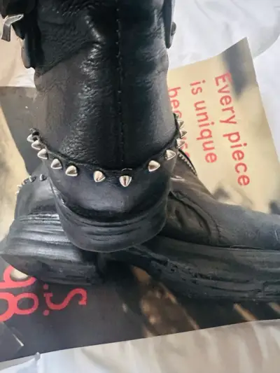 As98 Botines de cuero negros con tachas - miniatura 5