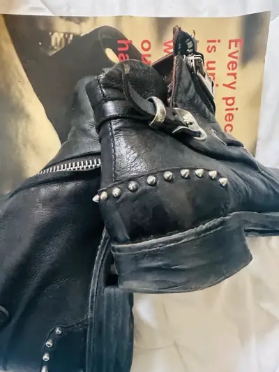 As98 Botines de cuero negros con tachas - miniatura 6
