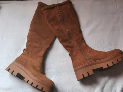 Botas largas marrón gamuza mujer - miniatura 1