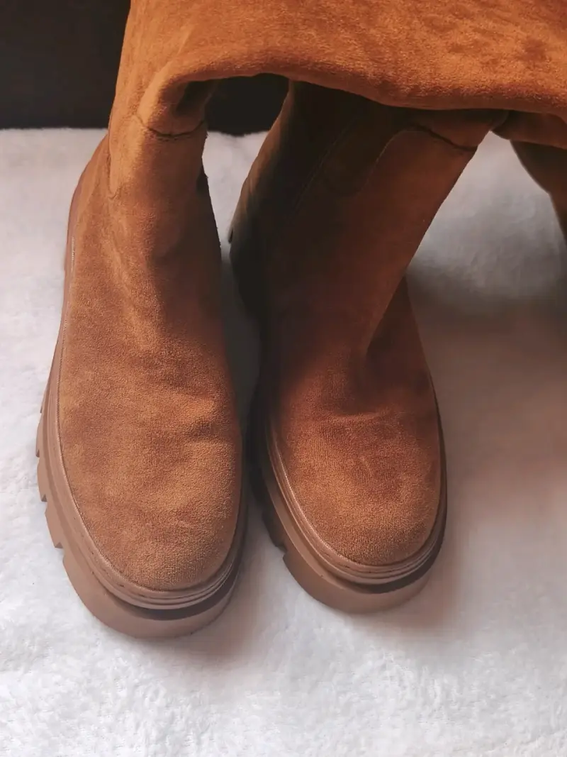 Botas largas marrón gamuza mujer - 5