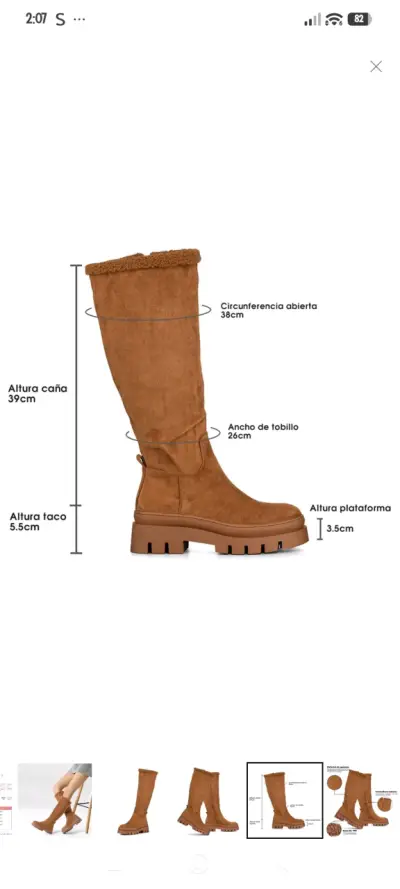 Botas largas marrón gamuza mujer - miniatura 6