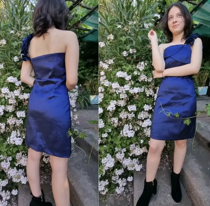 Vestido azul elegante mujer - 2