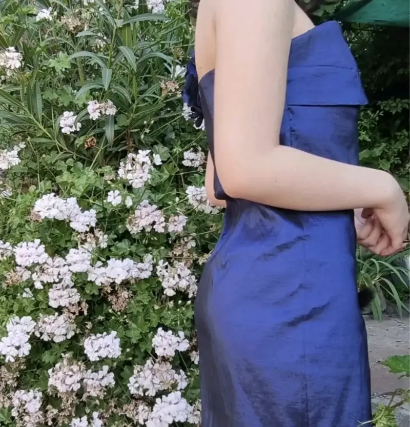 Vestido azul elegante mujer - 3