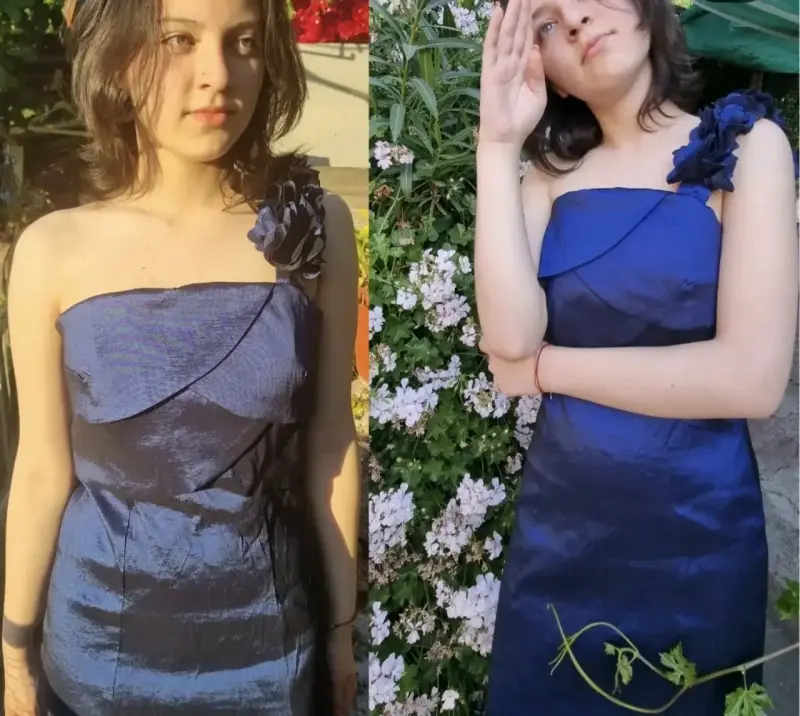 Vestido azul elegante mujer - 4