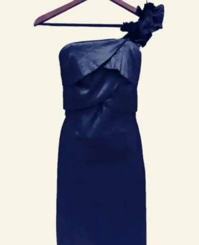 Vestido azul elegante mujer - miniatura 5