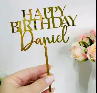 Topper de cumpleaños dorado y plateado - miniatura 3