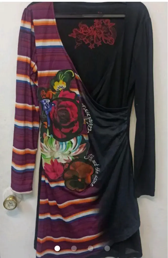 Vestido desigual floral de rayas multicolor - 2