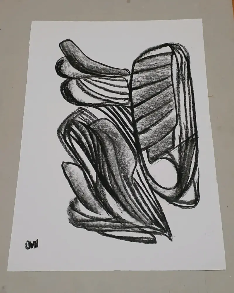 Dibujo carboncillo abstracto en carboncillo