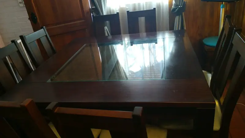 Mesa comedor raulí 8 personas madera y vidrio - 2