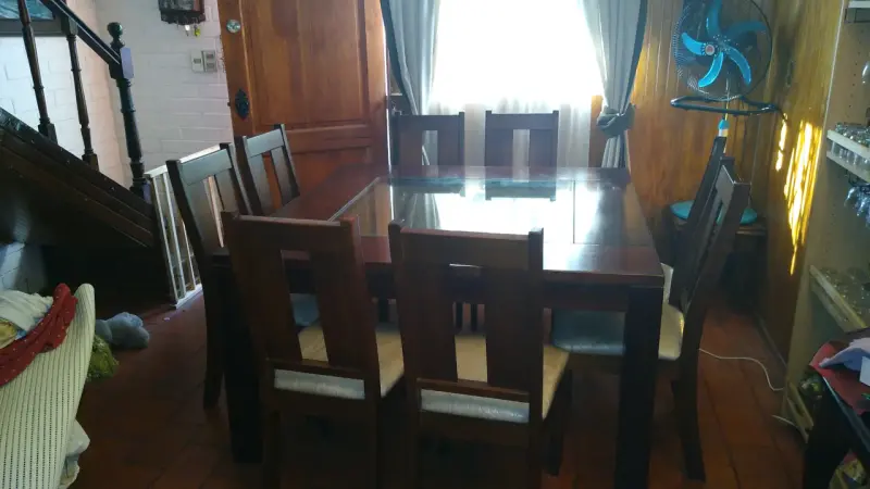Mesa comedor raulí 8 personas madera y vidrio - 3