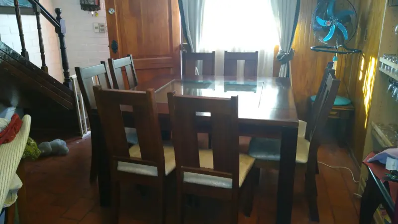 Mesa comedor raulí 8 personas madera y vidrio - 4