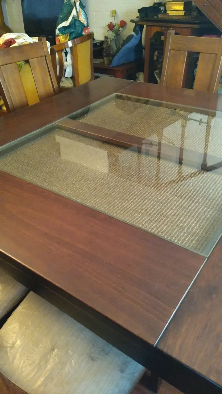 Mesa comedor raulí 8 personas madera y vidrio - 6