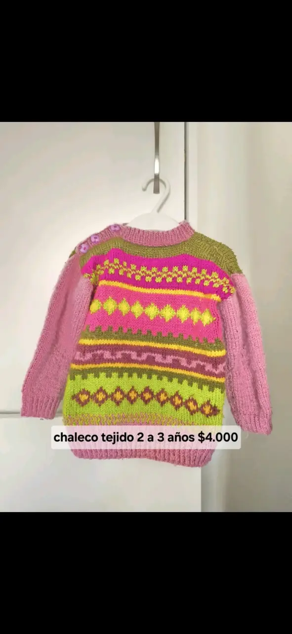 Chaleco tejido infantil rosa