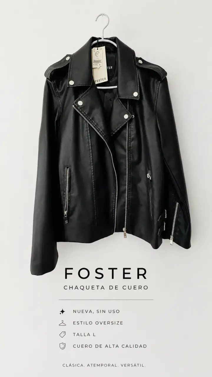 Chaqueta de cuero negra Foster - 7