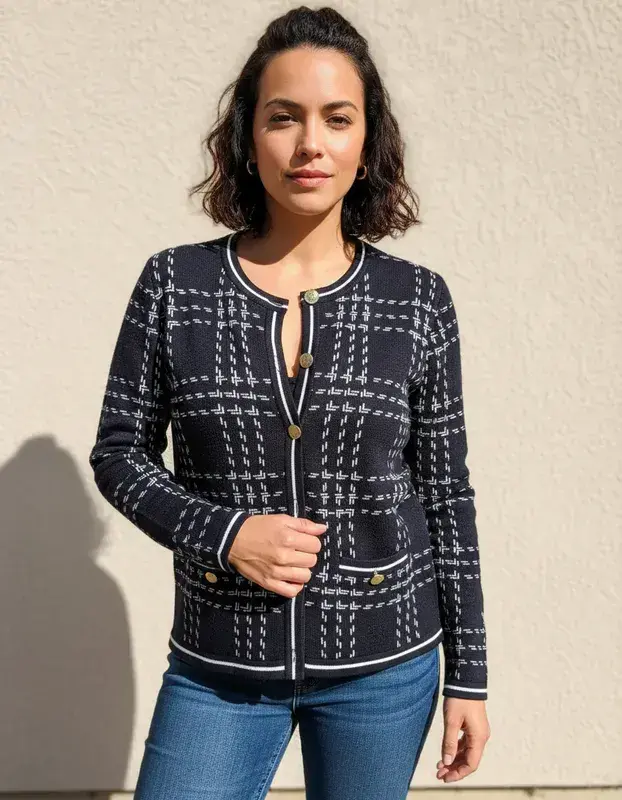 Cardigan azul marino elegante - 1