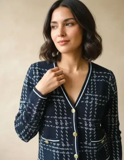 Cardigan azul marino elegante - miniatura 4