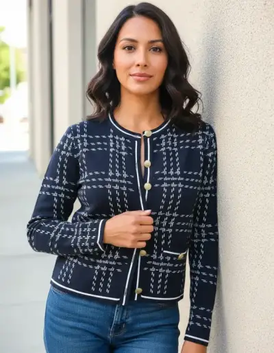 Cardigan azul marino elegante - miniatura 5
