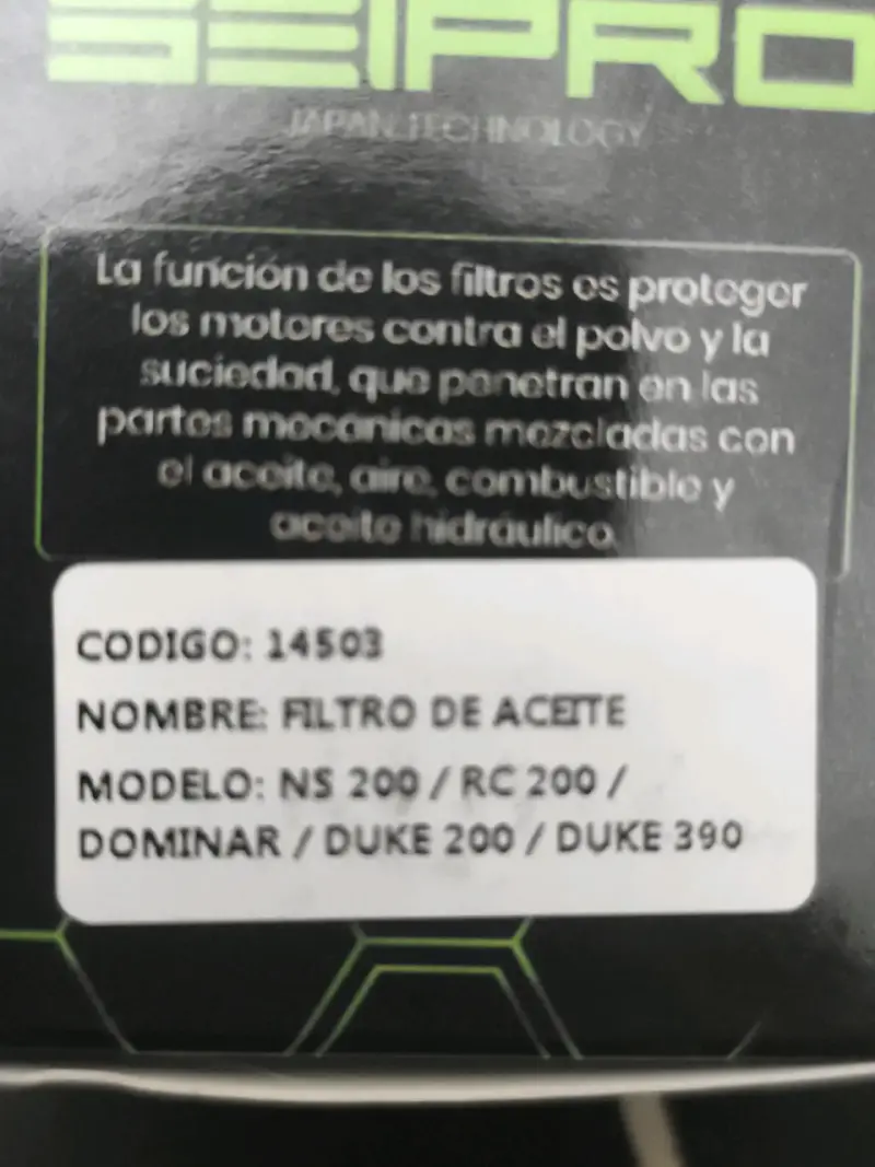 Filtro de aceite SEIPRO - 1