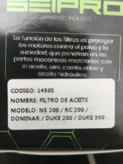 Filtro de aceite SEIPRO - miniatura 1