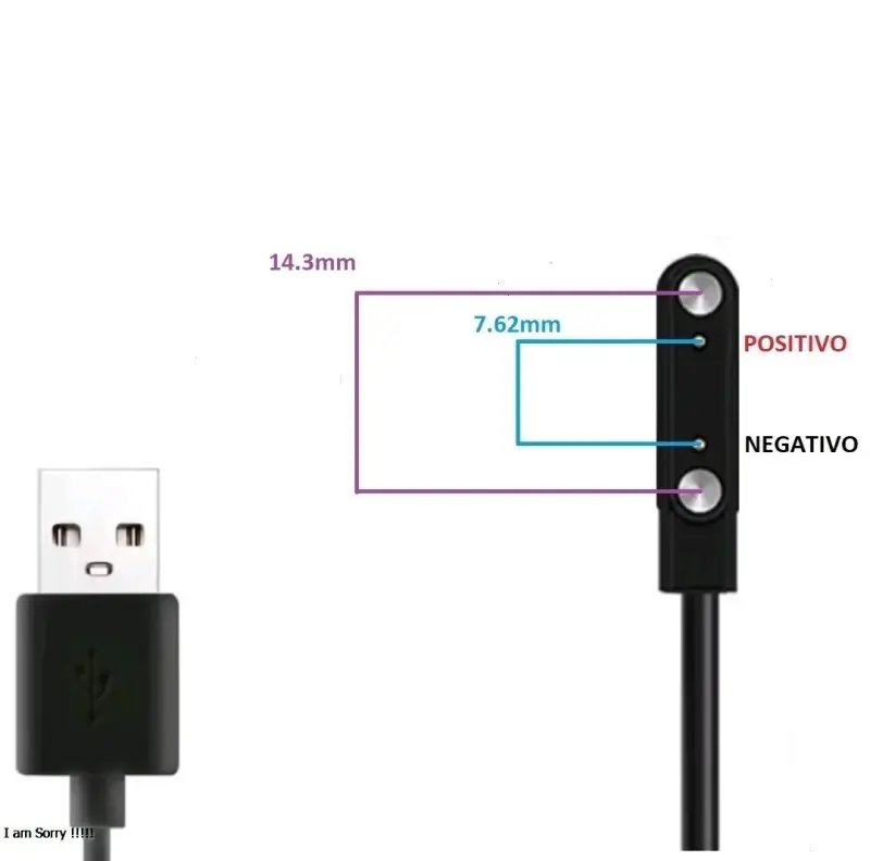 Cable Cargador Magnetico USB Para Reloj 2 Pines Me - 5