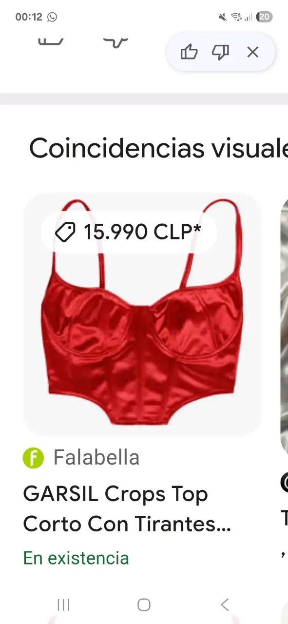 Top corsé rojo satinado S - 2