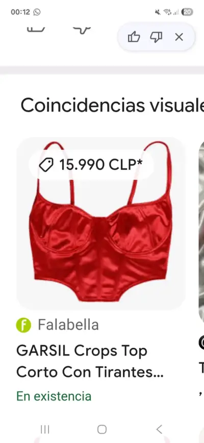 Top corsé rojo satinado S - miniatura 2