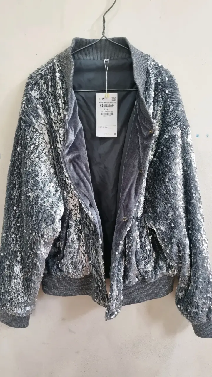 Chaqueta lentejuela gris - 1