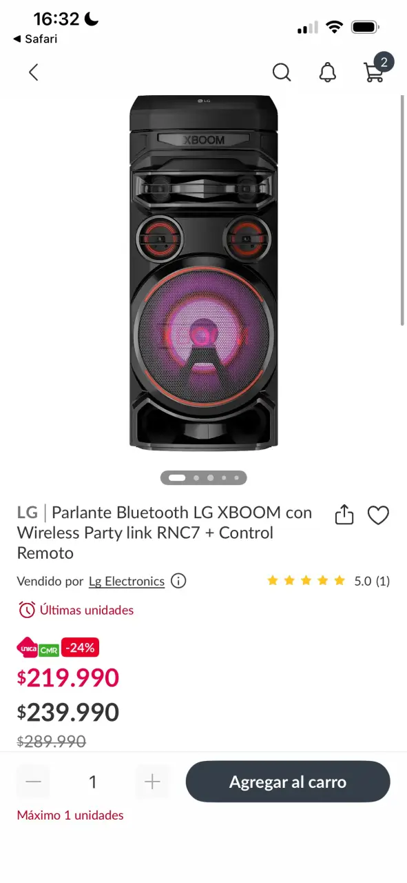 Parlante LG XBOOM RNC7 con luces - 3
