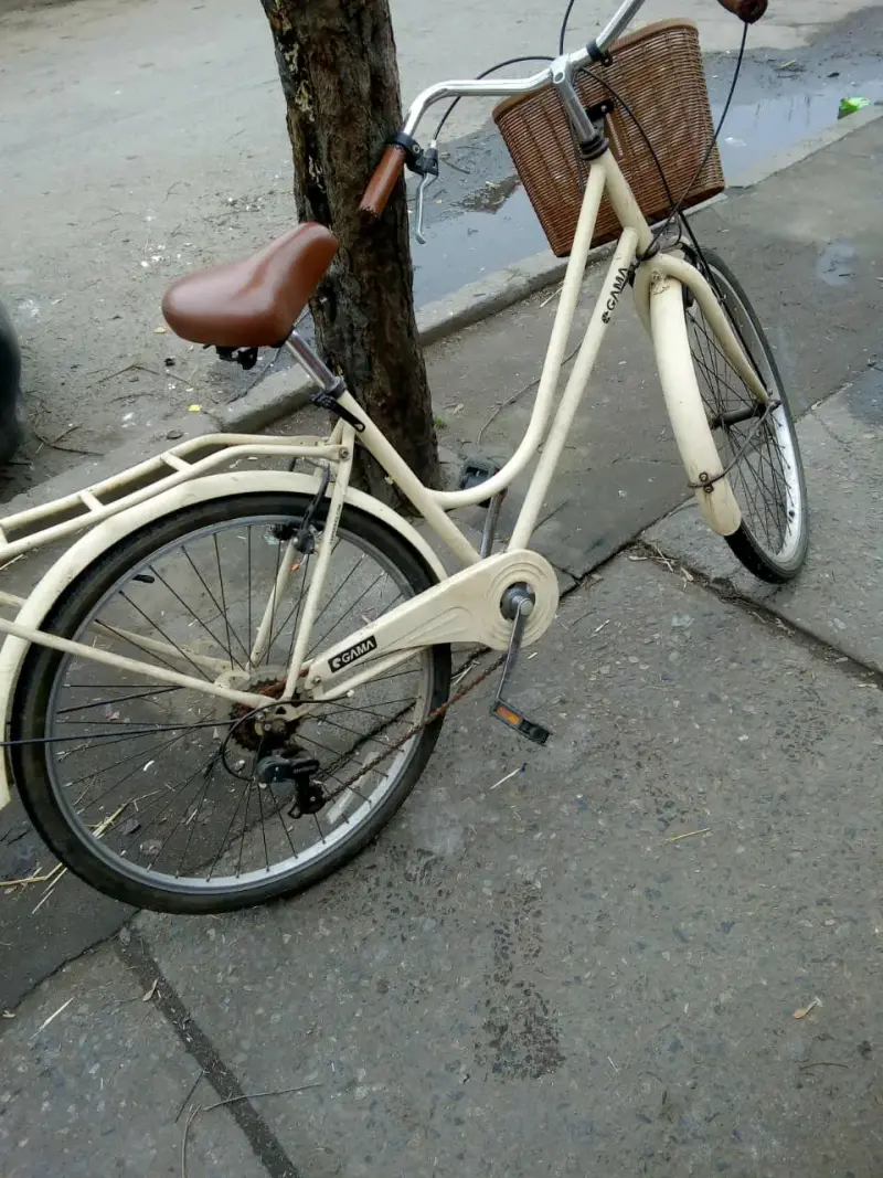 Bicicleta vintage crema con canasto - 4