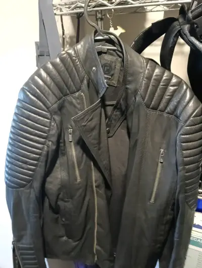 Chaqueta de cuero negra Paco Rabanne - miniatura 1