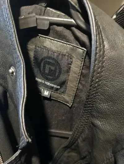 Chaqueta de cuero negra Paco Rabanne - miniatura 3