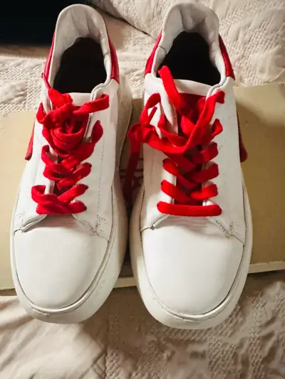 A.S.98 Zapatillas blancas con cordones rojos - miniatura 1