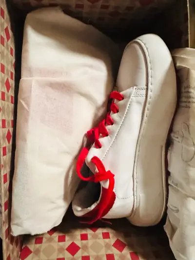 A.S.98 Zapatillas blancas con cordones rojos - miniatura 2
