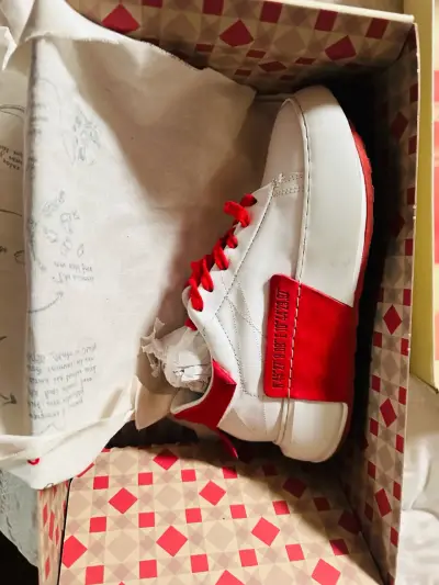 A.S.98 Zapatillas blancas con cordones rojos - miniatura 3